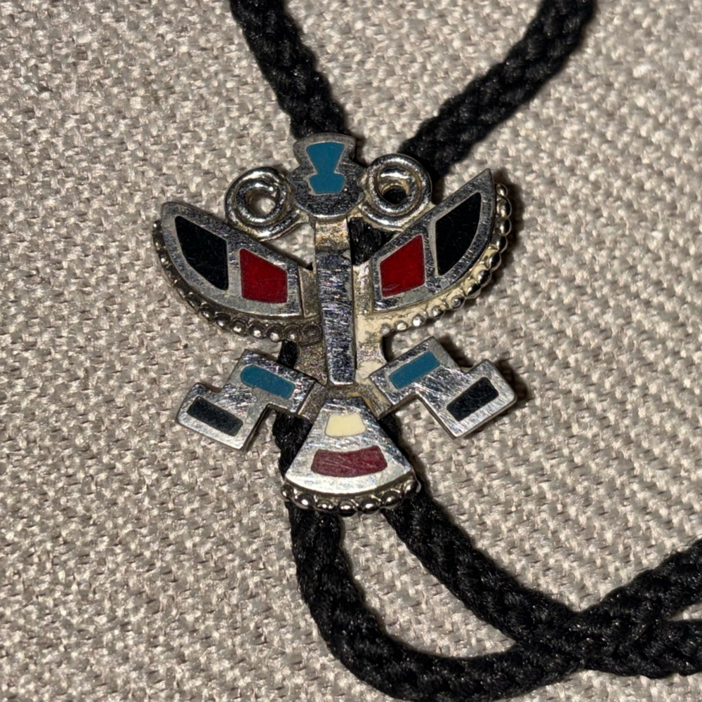 Native American Aztec western cowboy bolo tie
